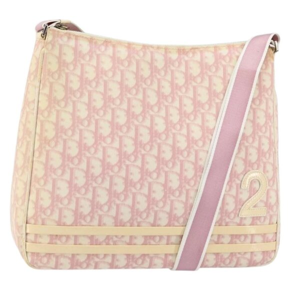 Christian Dior Trotter Canvas Shoulder Bag PVC Pink Silver Auth gh1100 - Picture 2 of 16